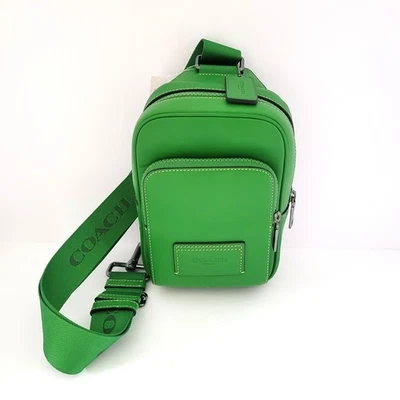Coach CX071 Racer Sling Pack Leather Messenger Bag Kelly Green - Image 1 of 4