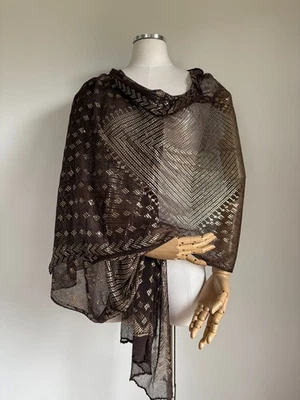 Antiguo mantón de red de metal renacimiento egipcio marrón Art Deco años 20 Art Deco de colección Foto 1 de 4