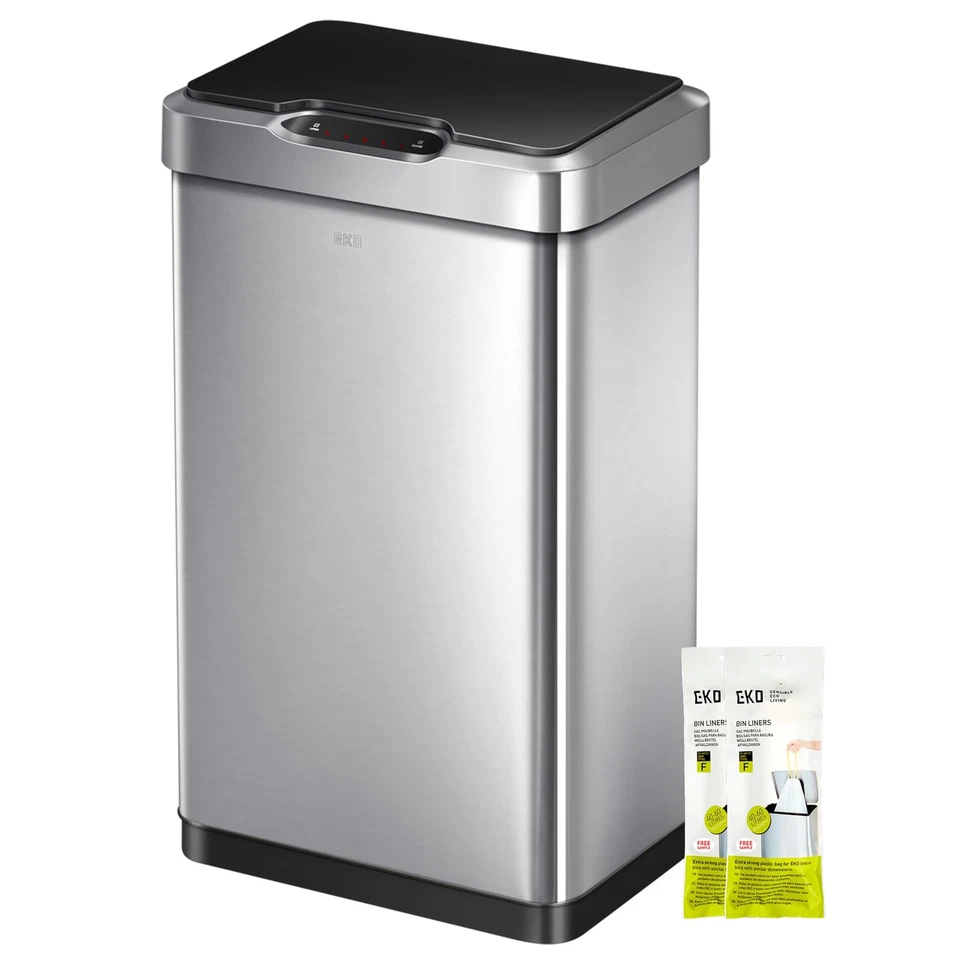 EKO Mirage 50l Gallon Touchless Rectangular Motion Sensor Trash Can