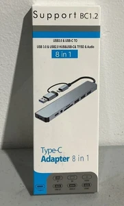 HUB USB 8 en 1/Adaptador USB C A/Tarjeta TF-SD/Audio/Ganar/Laptop/Mac/Divisor/Celular - Imagen 1 de 2