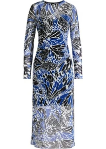 Neu Midikleid mit Mesh-Qualität Gr. 40/42 Schwarz Weiß Azurblau Freizeit-Kleid - Bild 1 von 1