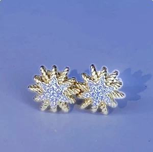 David Yurman 18K Yellow Gold Diamond Starburst Earrings 3/8” EST Retail: $2250 - Picture 1 of 17