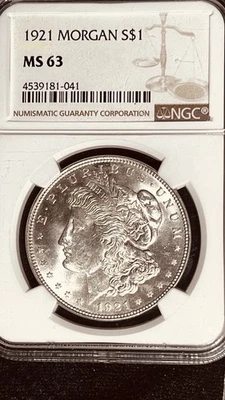 Dólar Morgan Siver 1921 excelente estado como nuevo 63 blanco Foto 1 de 4