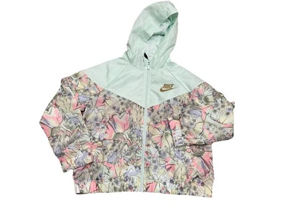 Nike Sportswear Large Girls Windrunner Jacket Floral Hooded Windbreaker Coat - Image 1 of 4