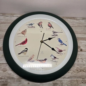 Reloj National Audubon Chirping Bird 1997 vintage timbre marco verde probado! C02 - Imagen 1 de 10