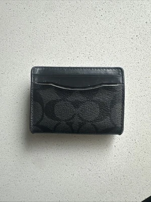 Estuche para tarjetas de identificación Coach para hombre en lona exclusiva - carbón / negro Foto 1 de 4