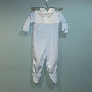 Vintage Alexis Baby Footie Romper 9 Mos 17-20 Lbs Made In USA Blue - White - Picture 1 of 5