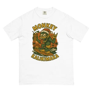 Mele Kalikimaka Tiki Hot Rod Monkey Christmas T-Shirt - Picture 1 of 38