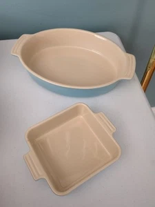 Set of 2 Le Creuset Oval & Square Casserole Baking Dishes, Light Blue - Picture 1 of 15