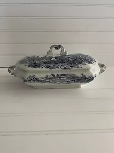 Alfred Shaw Brisbane Geschirr Vintage Porzellan weiß blau Fasan Gemüse 14” x 9” - Bild 1 von 12