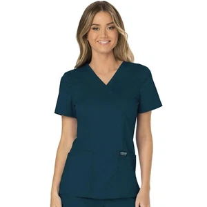 Cherokee Scrubs for Women Mock Wrap Top with 3 Pocket, Back Princess Seams Plus - Picture 1 of 2