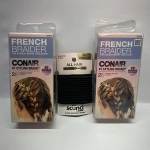 2- Conair French Braider Hair Style Tool & 15 Scunci Elastics - Picture 1 of 18