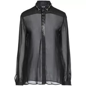 JUST CAVALLI Chiffon Blouse Sheer Embellished Shirt Black Size 40 - RP £410.00 - Picture 1 of 9