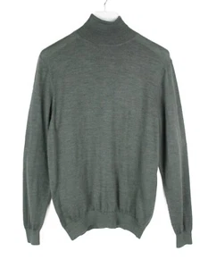 SUITSUPPLY Merino Wool Jumper Men's LARGE High Turtle Neck Pullover Green - Picture 1 of 10