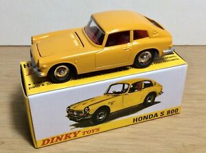 DINKY 1408 Honda S800 Coupe, yellow with red interior. 1/43, by ATLAS, MIB