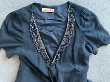Alannah hill Silk 1950s Style Wrap Dress Black Size 10