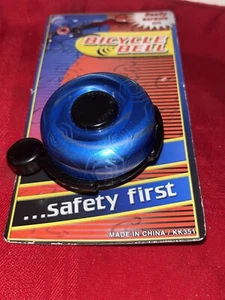 NEW BLUE MANUAL BICYCLE BELL SAFETY FIRST EASY INSTALLATION - Picture 1 of 6