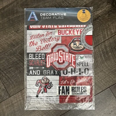 Bandera de jardín Ohio State Buckeyes, nueva, 12x 18”, bandera decorativa Evergreen del equipo Foto 1 de 4
