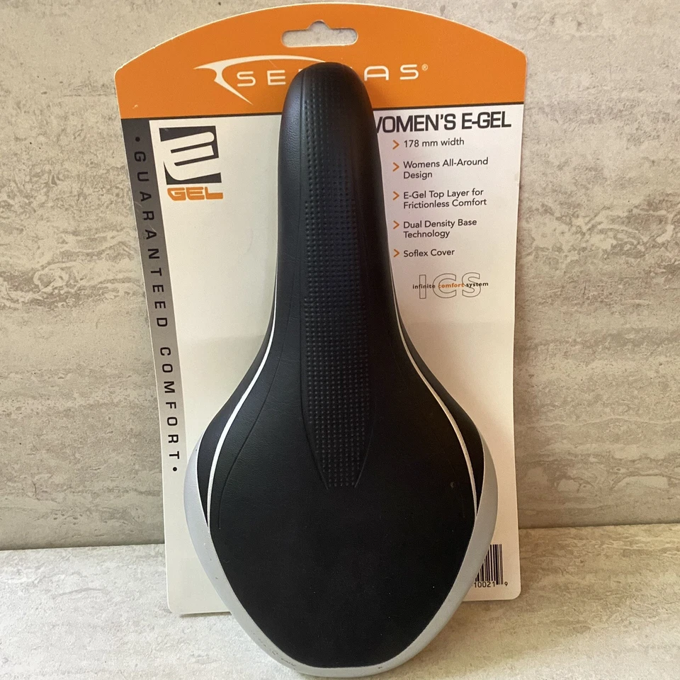 Asiento de bicicleta de gel para mujer Serfas E-Gel ICS 178 mm de ancho 11”x7” Foto 1 de 4