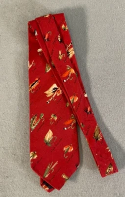 Corbata para hombre Orvis, roja con señuelos de pesca con nombre, 3 1/2" x 56 1/2" Foto 1 de 4