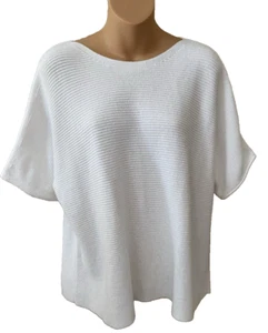EILEEN FISHER Peruvian Organic Cotton Cord Short Sleeve Boxy Knit Top Size Med - Picture 1 of 9