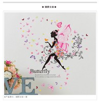Family Wall Sticker Removable PVC Flower Fairy Girls Wall Decals Art Stickers