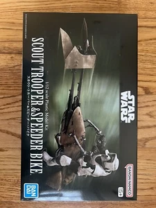 Bandai Star Wars 1:12 1/12 Scale Model Kit Scout Trooper and Speeder Bike - NEW - Picture 1 of 11