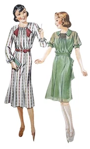 30s NRA Simplicity 1669 Dress W Smocked Bib Sz 12 Factory Folded Rare NOS - Picture 1 of 9