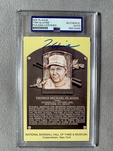 ATLANTA BRAVES- TOM GLAVINE AUTOGRAPH HALL OF FAME PLAQUE CARD PSA SLAB COA 580 - Picture 1 of 2
