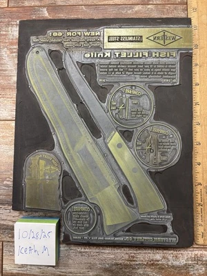 "Cuchillos Western años 60 cuchillo filete catálogo impresión bloque 11""x8,5"" original" Foto 1 de 4