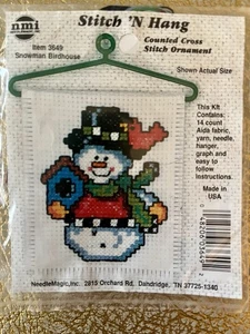 NEW! NMI Christmas #3649 “SNOWMAN” Stitch 'N Hang Ornament counted Cross-stitch - Picture 1 of 2