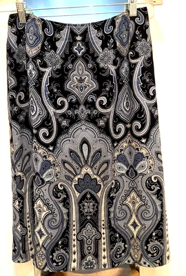 Falda Forrada De Colección Talbot's 100% Seda Azul Paisley, Talla Pequeña 6, Perfecta Foto 1 de 4