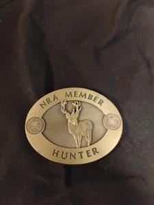 Vtg National Rifle Association NRA Member Buck Hunter Brass Tone Belt Buckle - Picture 1 of 10