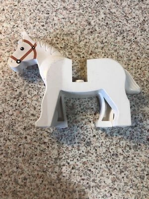Vintage Lego White 4494 4493 White Horse Brown Bridle With Moving Head - Image 1 of 4