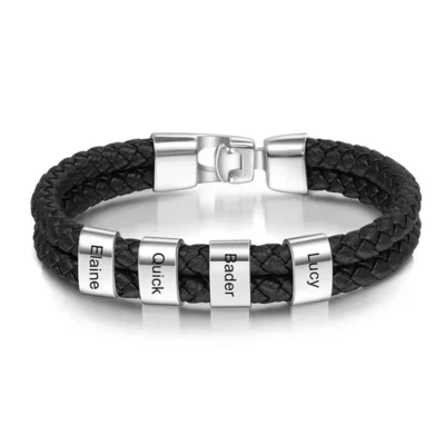 Pulsera de cuero personalizada con varios nombres 1-8 nombres joyería personalizada dorada Foto 1 de 4