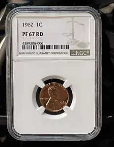 1962-P 1c Lincoln  PROOF Brilliant mirror finish PF 67 RD NGC KM-201 - Picture 1 of 3