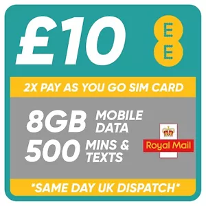 2 x EE - ORANGE £10 Alles Paket Sim - Enthält Standard, Micro & Nano Sim - Bild 1 von 2