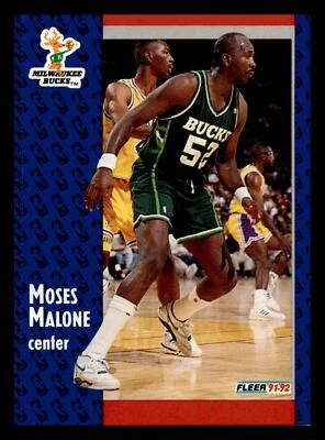 Moses Malone 1991-92 Fleer #315 HOF Milwaukee Bucks NM-MINT - Image 1 of 2