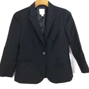 J.Crew Womens 100% Wool One Button Workwear Classic Blazer Suit Black Size 6 - Picture 1 of 12