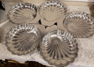 Vintage Silver Metal Shell Shape 5 Trays - Picture 1 of 6