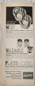 Rawlings MVP Guante Impresión Anuncio Efímero Arte de Pared Decoración Brooks Robinson Ken Boyer - Imagen 1 de 1