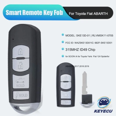 Keyless Remote Key for Toyota Yaris Yaris IA 2017-2020 Smart Key Fob WAZSKE13D01 Foto 1 de 4
