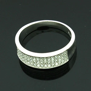 Sterling Silver C/Z Micro Pave Set Ring Size R - Picture 1 of 1