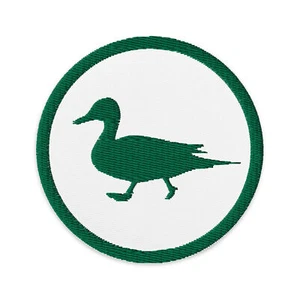 Grüne Ente Vogel Silhouette weiß grün bestickt Aufnäher - rund 3" Durchmesser - Bild 1 von 1