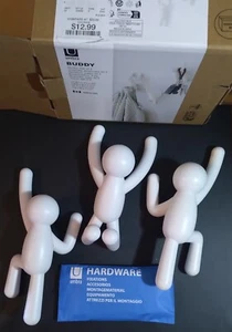 Umbra Buddy Wall Hooks Set of 3 White, Alan Wisniewski Design - Picture 1 of 5