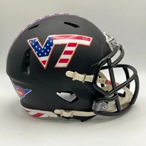 Virginia Tech Hokies CUSTOM Matte Black - Stars & Stripes Mini Football Helmet - Picture 1 of 3