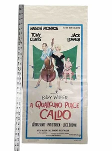 SOME LIKE IT HOT! '60'S MONROE, CURTIS ITALIAN LOCANDINA ORIGINAL FILM POSTER - Picture 1 of 10