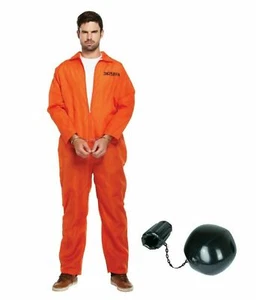 PRISONER COSTUME ADULT HALLOWEEN PARTY FANCY DRESS COSTUME - Picture 1 of 5