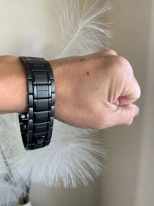 Bracciale Magnetico Nero Gigante Migliora Bilancio Energetico Potenza Calma Gioia Regalo Perfetto - Foto 1 di 12