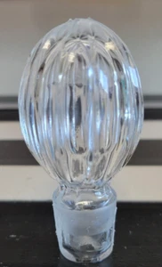 OVAL CLEAR GLASS HOLLOW STOPPER RIBBED 3 INCHES TALL DIAMETER 11 CM - Picture 1 of 5